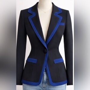 Emporio Armani Tailored Blazer Black with Blue Trim | Size IT 40